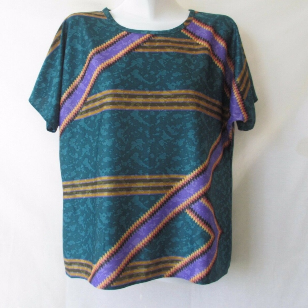 IMPROVED LIVING M L BLOUSE Top SHIRT GREEN BLACK